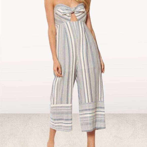 Red Carter 100% Cotton Strapless Striped Jumpsuit - Picture 7 of 8
